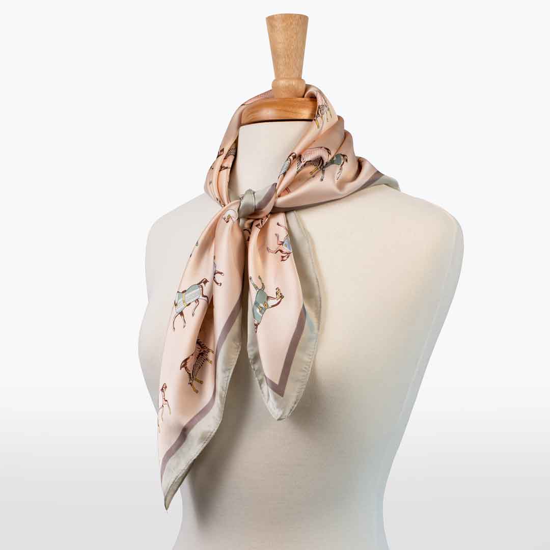 Urban Equestrian  Hunt Club - Stylized Equestrian Scarf in Ivory and Dusty Pink