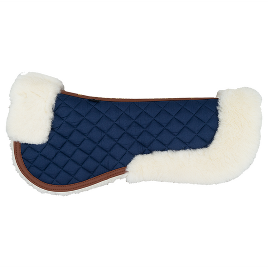 Sixteen Cypress Merino Wool Fleece Half Pad, Navy & Cognac