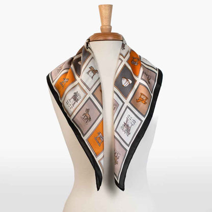 Urban Equestrian  Pony Club - Stylized Equestrian Scarf Charcoal & Amber with Black Border