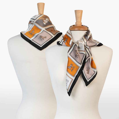 Urban Equestrian  Pony Club - Stylized Equestrian Scarf Charcoal & Amber with Black Border