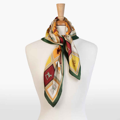 Urban Equestrian  Pony Club - Stylized Equestrian Scarf in Hunter Green, Wine & Amber