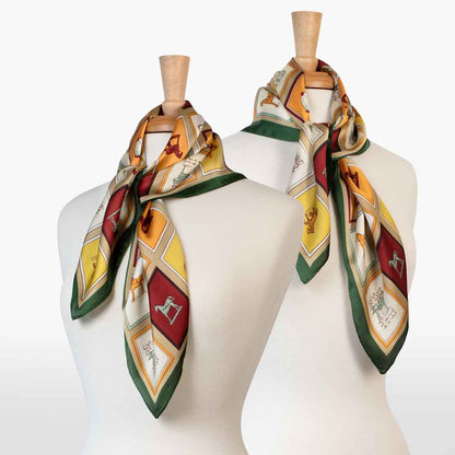 Urban Equestrian  Pony Club - Stylized Equestrian Scarf in Hunter Green, Wine & Amber
