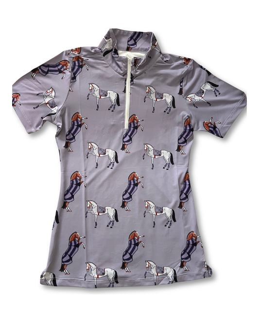 D. D. Prints With A Purpose PURPLE PONY CLUB Short Sleeved Training Shirt