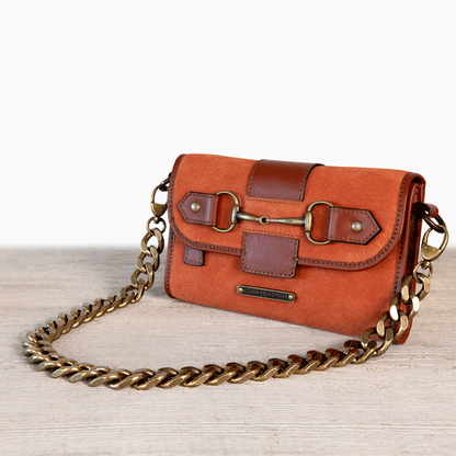 Urban Equestrian  Dalton - Horse Bit Crossbody Luxury Leather Handbag in Cognac on Cognac