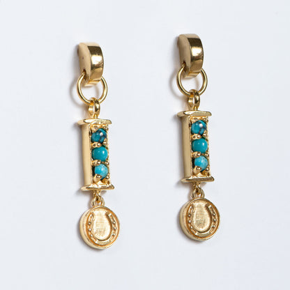Urban Equestrian  Prism - Turquoise Horseshoe Coin Earring