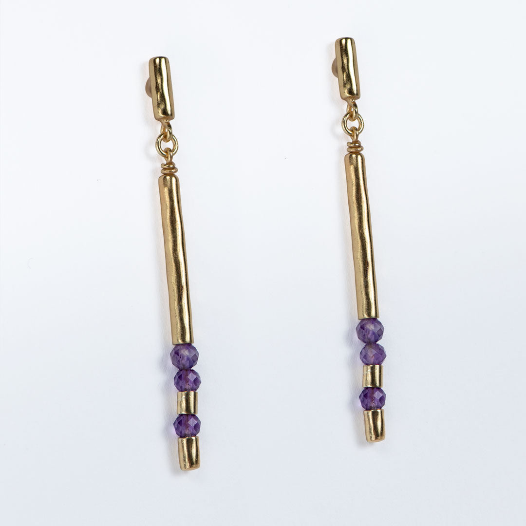 Urban Equestrian  Prism - Amethyst Horseshoe Coin Earring
