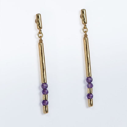 Urban Equestrian  Prism - Amethyst Horseshoe Coin Earring
