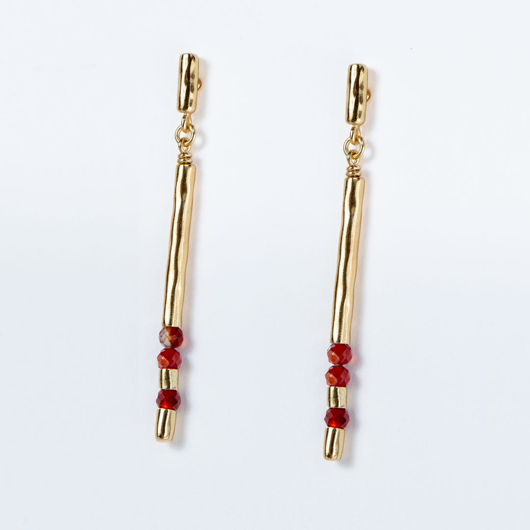 Urban Equestrian  Prism - Carnelian Horseshoe Coin Earring