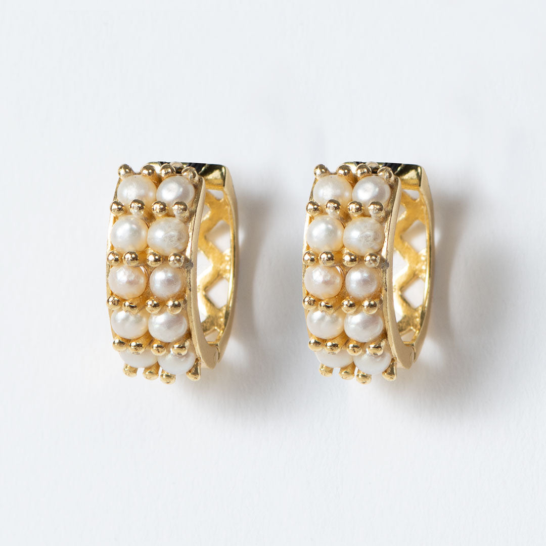 Urban Equestrian  Prism - Pearl Horseshoe Coin Earring