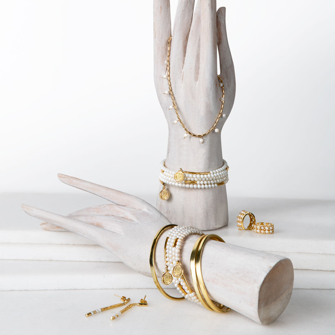 Urban Equestrian  Prism - Pearl Horseshoe Coin Earring