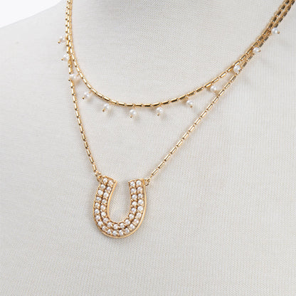 Urban Equestrian  Prism - Pearl Horseshoe Coin Earring