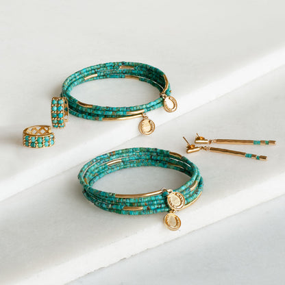 Urban Equestrian  Prism - Turquoise Pave Horseshoe Earring