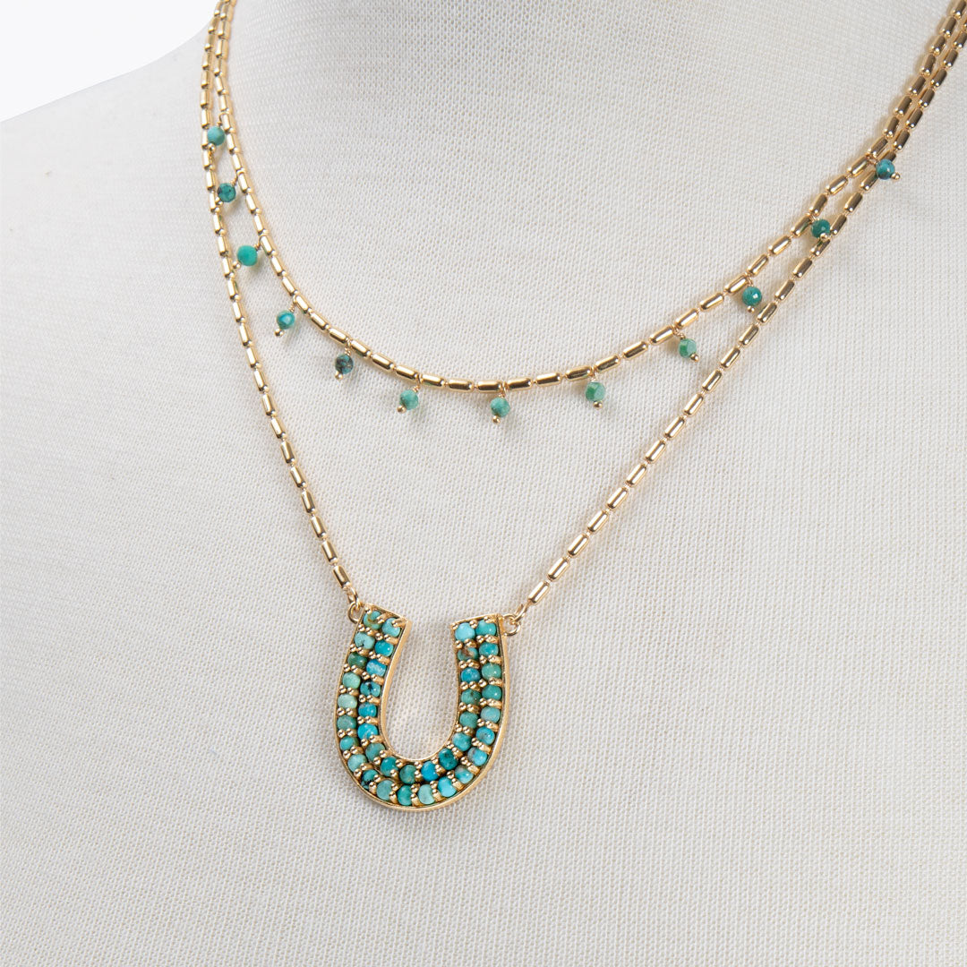 Urban Equestrian  Prism - Turquoise Horseshoe Coin Earring
