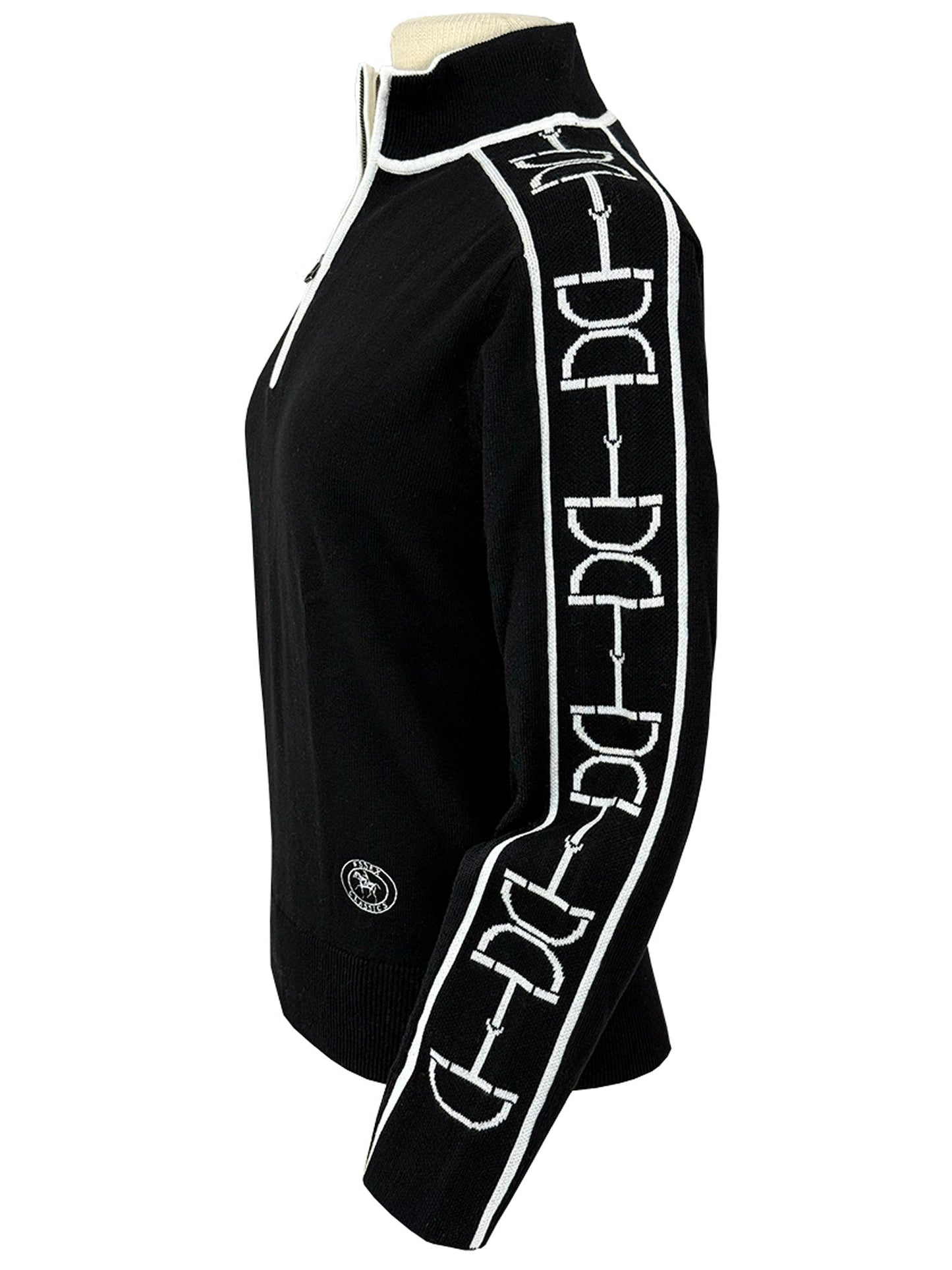 Essex Classics  Polished Bit Quarter Zip Sweater - Black