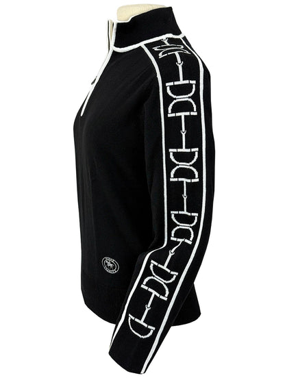 Essex Classics  Polished Bit Quarter Zip Sweater - Black