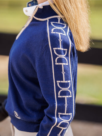 Essex Classics  Polished Bit Quarter Zip Sweater - Navy