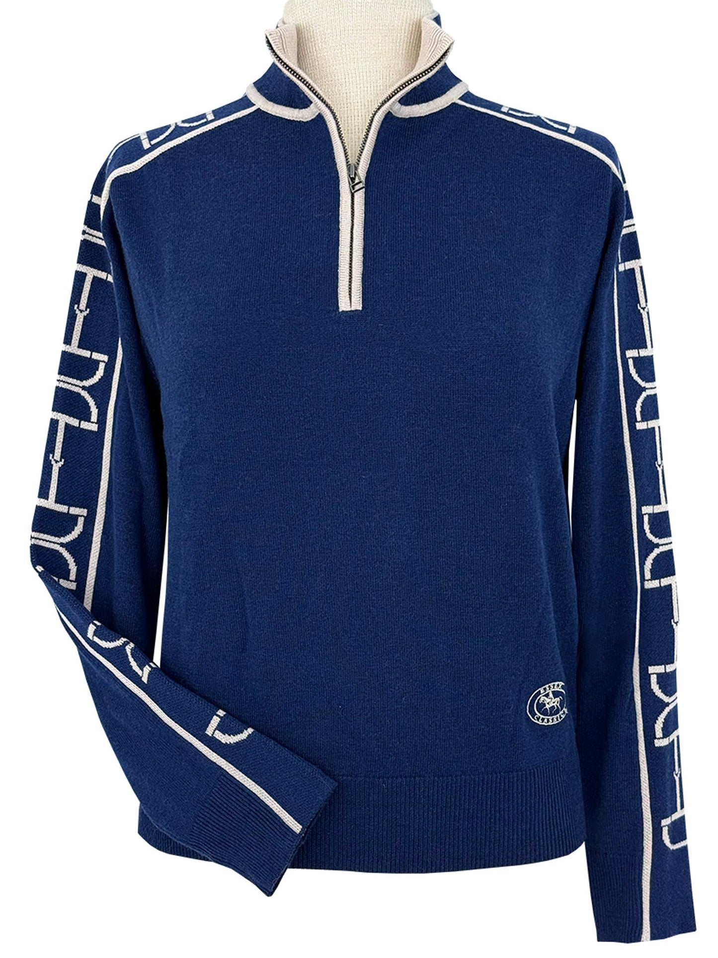 Essex Classics  Polished Bit Quarter Zip Sweater - Navy