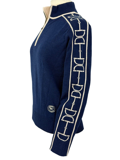 Essex Classics  Polished Bit Quarter Zip Sweater - Navy