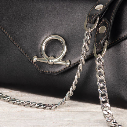 Urban Equestrian  Del Mar - Horse Bit Crossbody Luxury Leather Handbag in Black