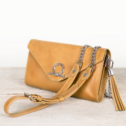 Urban Equestrian  Del Mar - Horse Bit Crossbody Luxury Leather Handbag in Caramel
