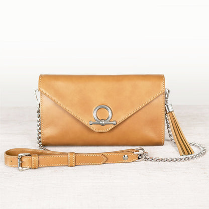 Urban Equestrian  Del Mar - Horse Bit Crossbody Luxury Leather Handbag in Caramel