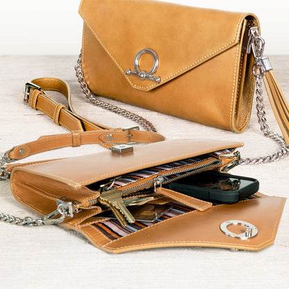 Urban Equestrian  Del Mar - Horse Bit Crossbody Luxury Leather Handbag in Caramel