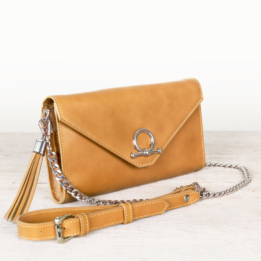 Urban Equestrian  Del Mar - Horse Bit Crossbody Luxury Leather Handbag in Caramel
