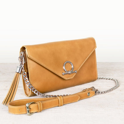 Urban Equestrian  Del Mar - Horse Bit Crossbody Luxury Leather Handbag in Caramel