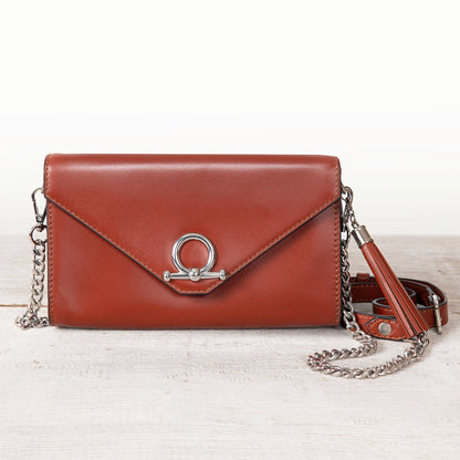 Urban Equestrian  Del Mar - Horse Bit Crossbody Luxury Leather Handbag in Cognac