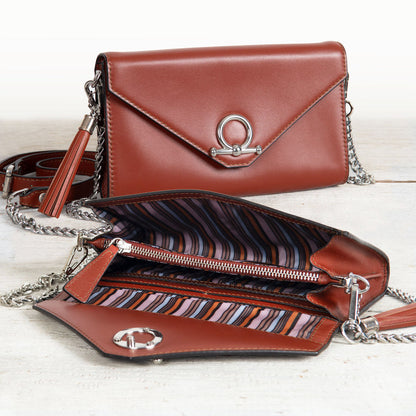 Urban Equestrian  Del Mar - Horse Bit Crossbody Luxury Leather Handbag in Cognac