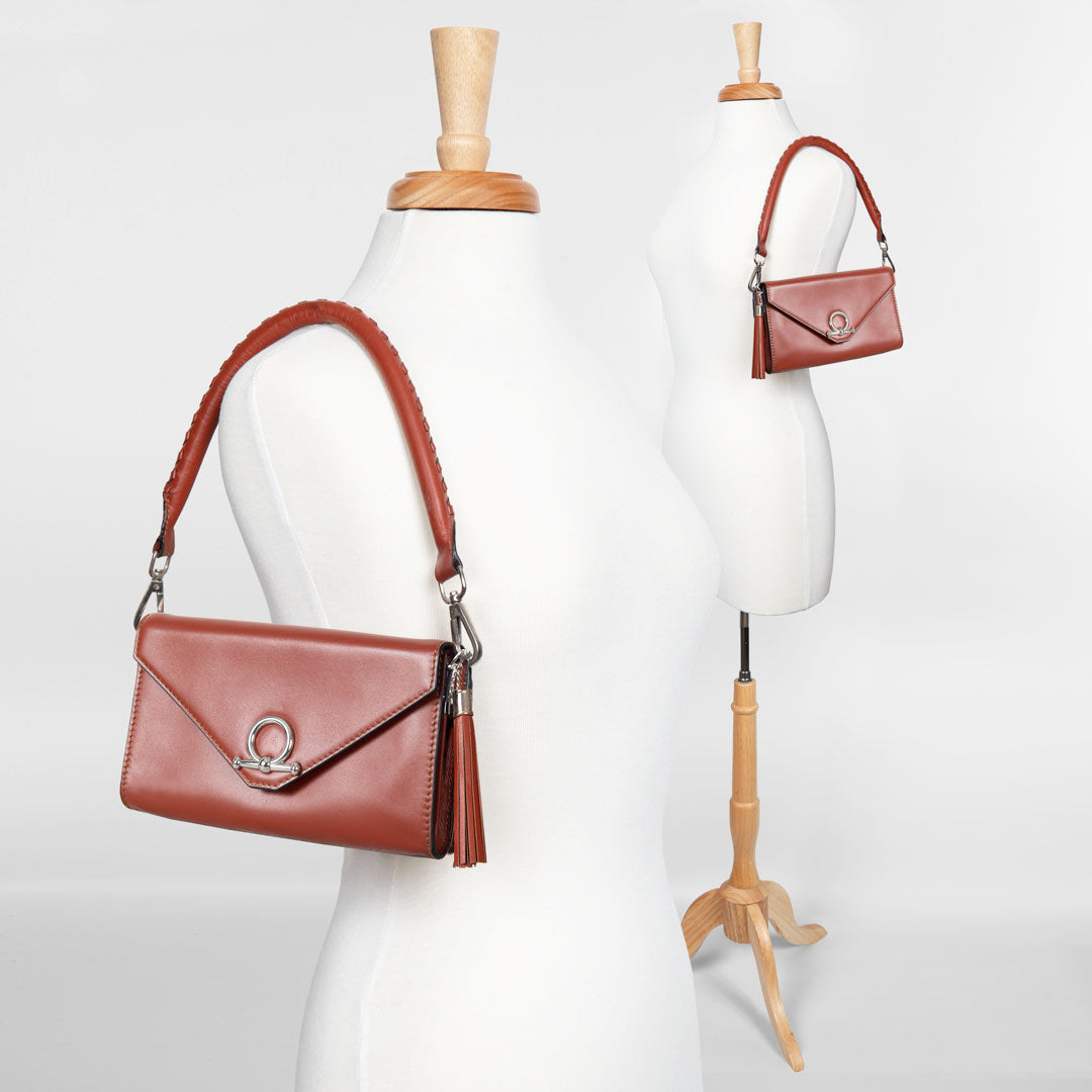 Urban Equestrian  Del Mar - Horse Bit Crossbody Luxury Leather Handbag in Cognac