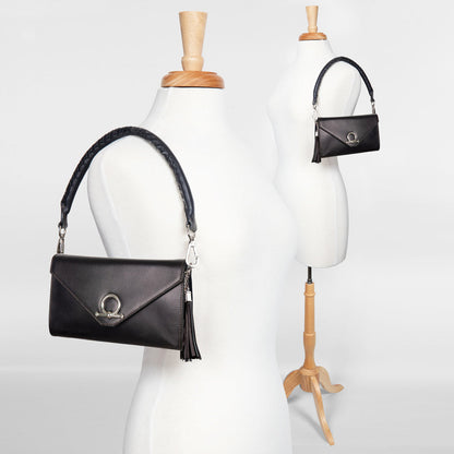 Urban Equestrian  Del Mar - Horse Bit Crossbody Luxury Leather Handbag in Black