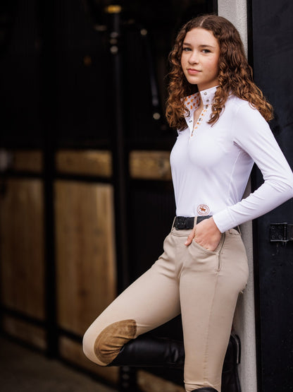 Essex Classics Croissants Girls Talent Yarn Straight Collar Long Sleeve Show Shirt