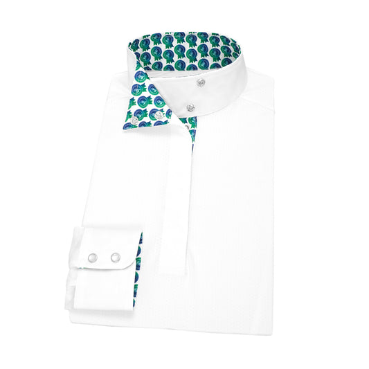 Essex Classics Ladies Green is the New Blue Yarn Wrap Collar Show Shirt