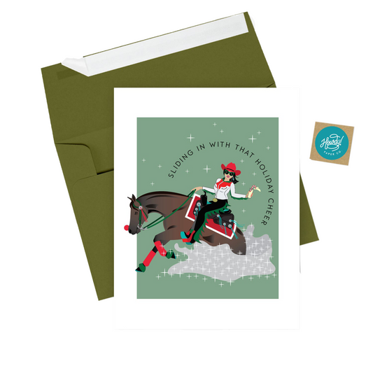 Sliding In Holiday Card