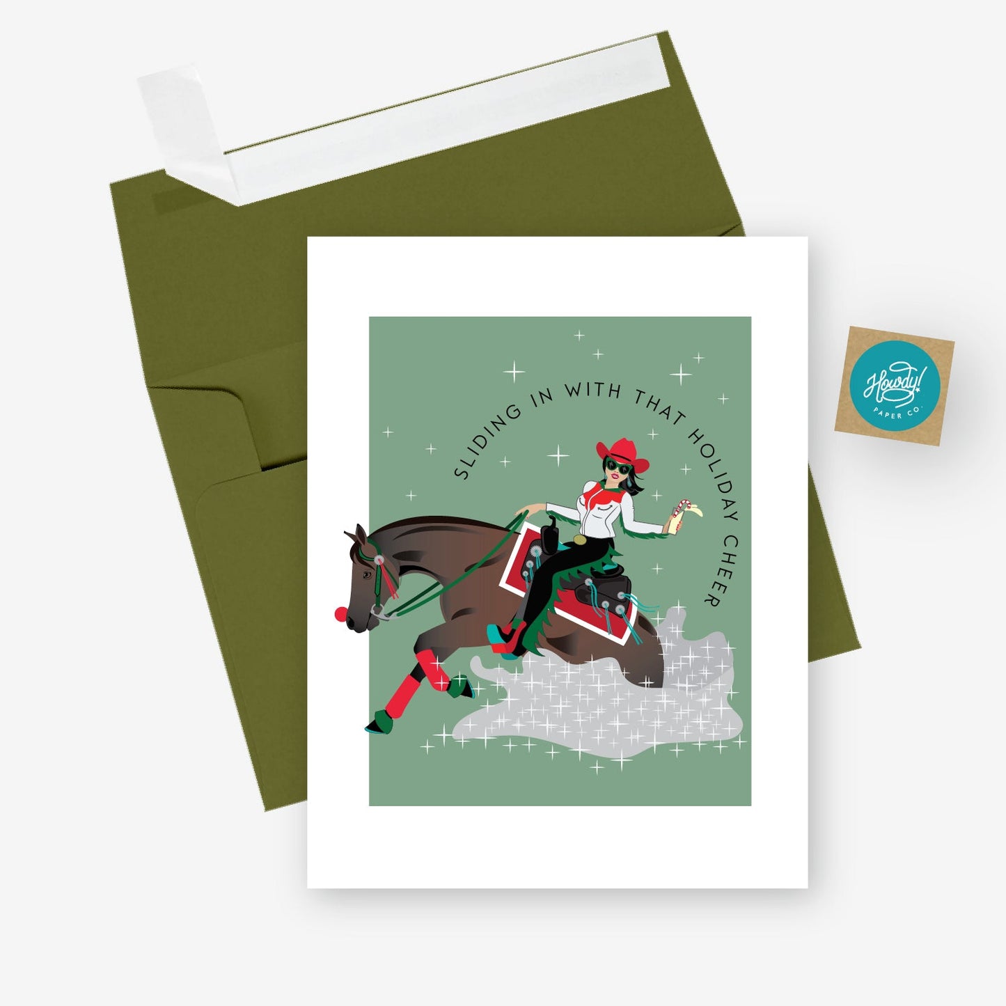 Sliding In Holiday Card
