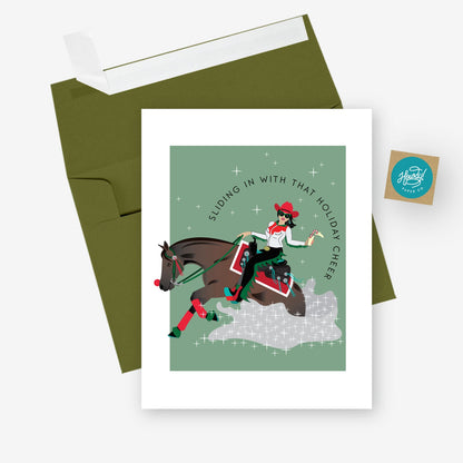 Sliding In Holiday Card