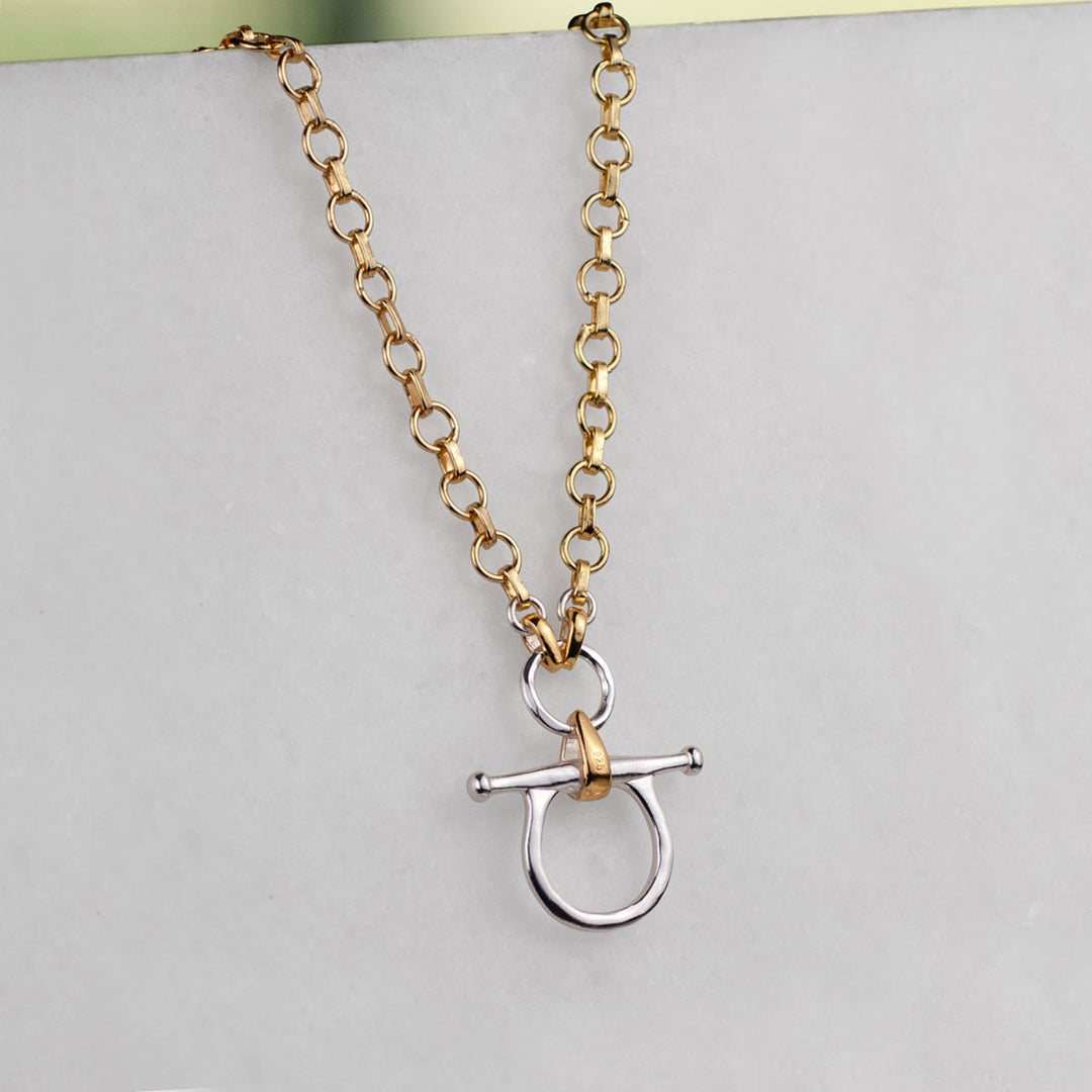 Urban Equestrian  Chelsea - Two Tone Equestrian Horse Bit Necklace