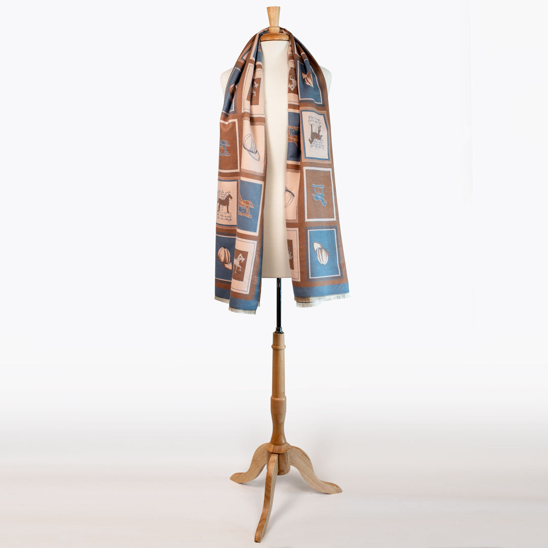 Urban Equestrian  Hunt Club -  Equestrian Motif Luxe Shawl