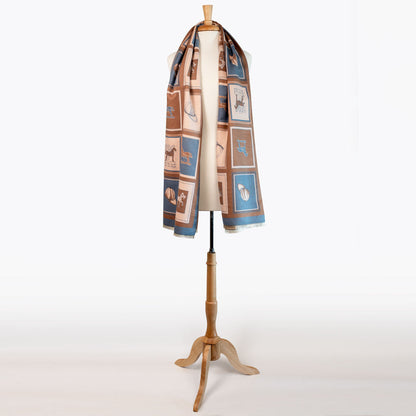 Urban Equestrian  Hunt Club -  Equestrian Motif Luxe Shawl