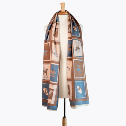 Urban Equestrian  Hunt Club -  Equestrian Motif Luxe Shawl