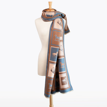 Urban Equestrian  Hunt Club -  Equestrian Motif Luxe Shawl