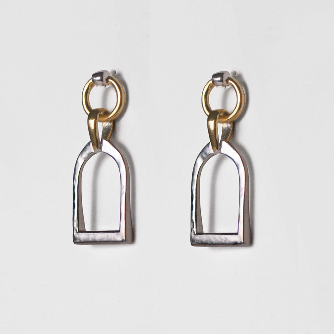 Urban Equestrian  Denby - Two Tone Equestrian Riding Stirrup Necklace