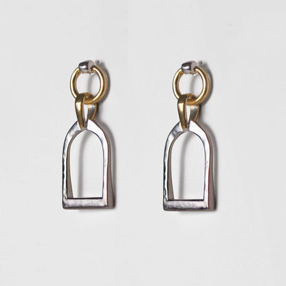 Urban Equestrian  Denby - Two Tone Equestrian Riding Stirrup Necklace