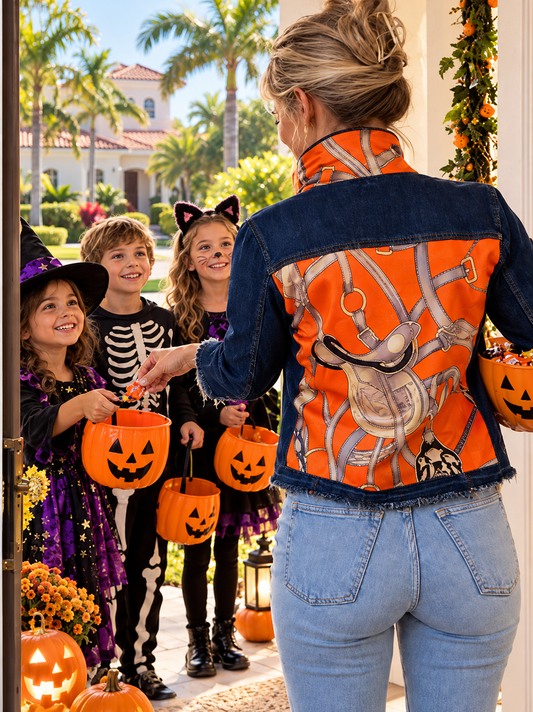 Stacy Bradley Design, The Dark Denim Jacket - Orange Equestrian
