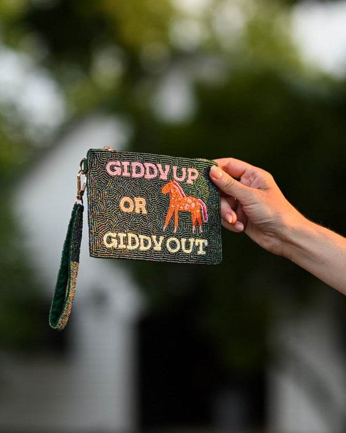 Tucker Tweed  Giddy Up or Giddy Out Medium Beaded Pouch