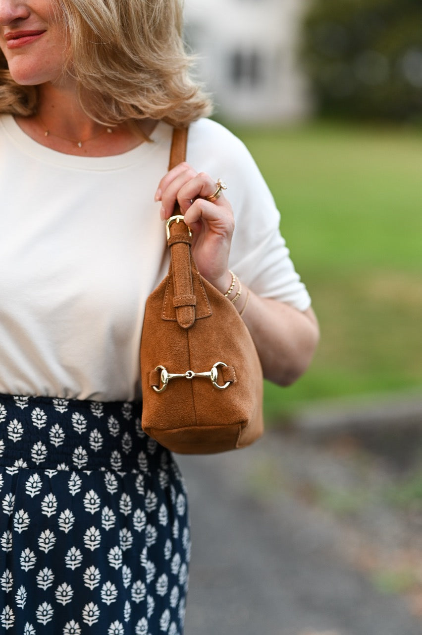Tucker Tweed  Bethany Bit Bag Suede | Limited Edition Milk Chocolate