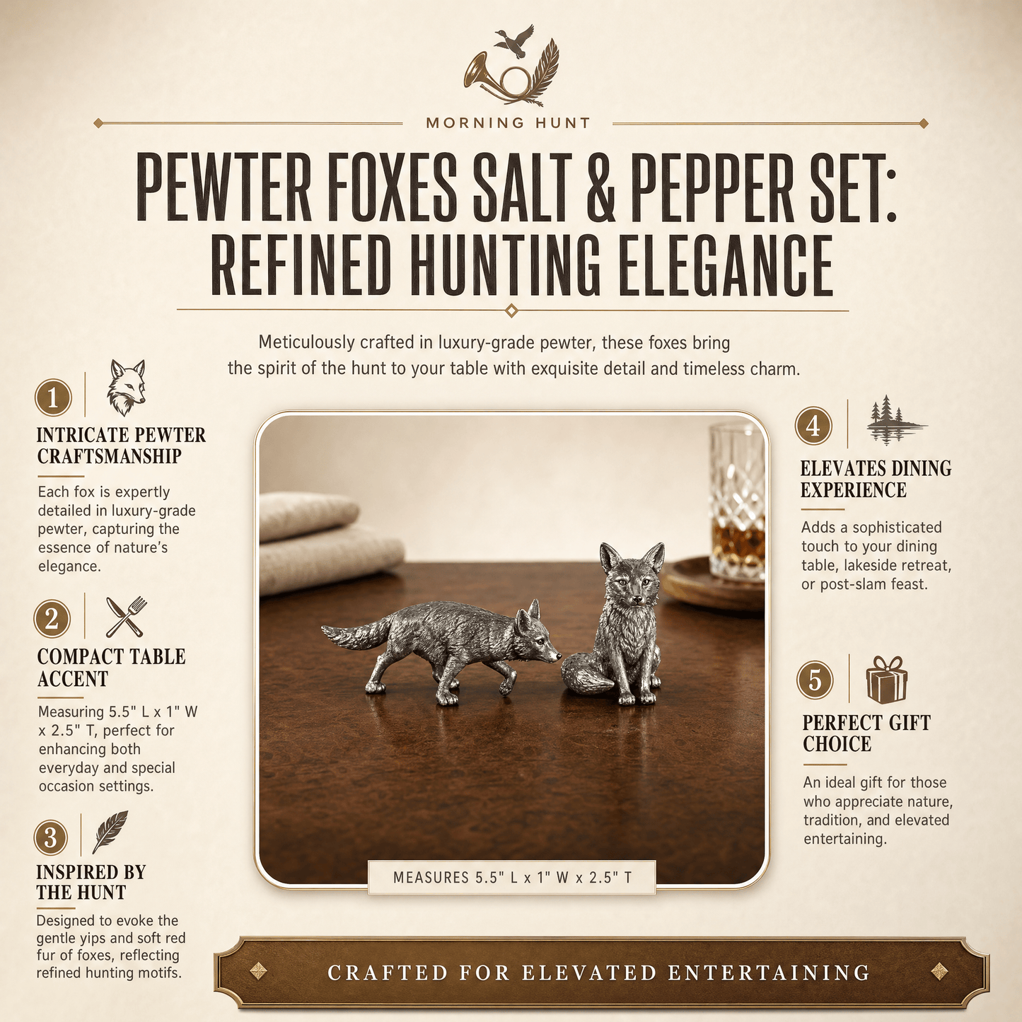 Vagabond House - Pewter Foxes Salt & Pepper Set