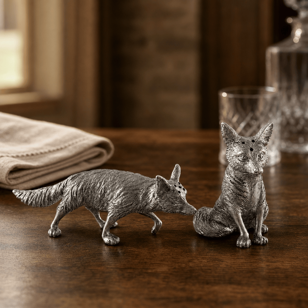 Vagabond House - Pewter Foxes Salt & Pepper Set