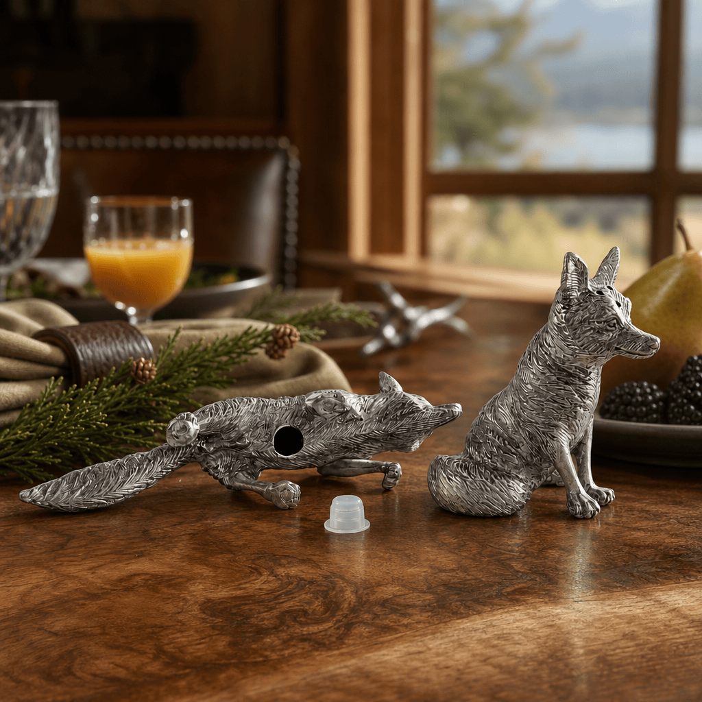 Vagabond House - Pewter Foxes Salt & Pepper Set